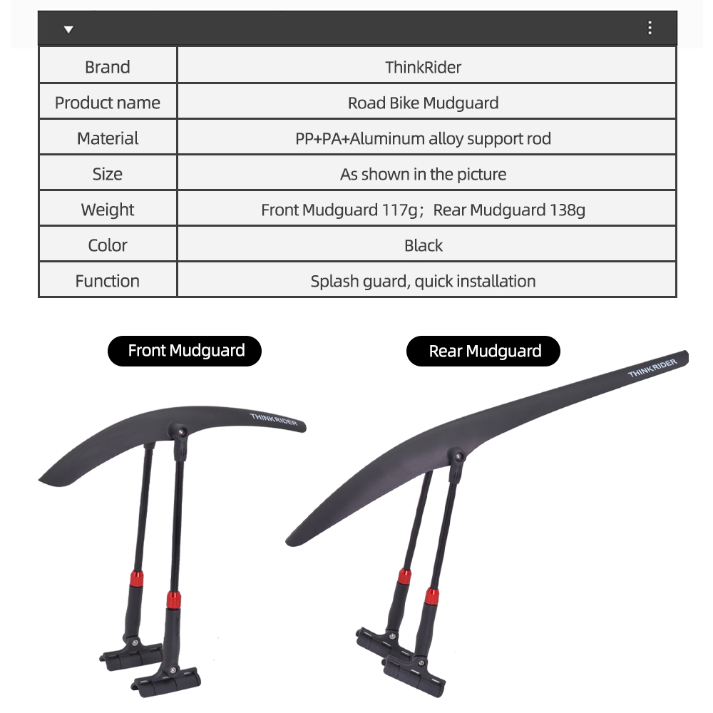 ThinkRider Road Cycling Fender - Fender Mudguard Set recension och pris